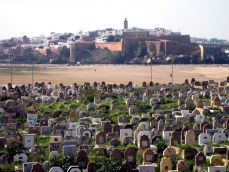 The Kasbah des Oudaiais at Rabat, Morocco, as seen from the vast Islamic cemetery in nearby Sale, © D-Stanley